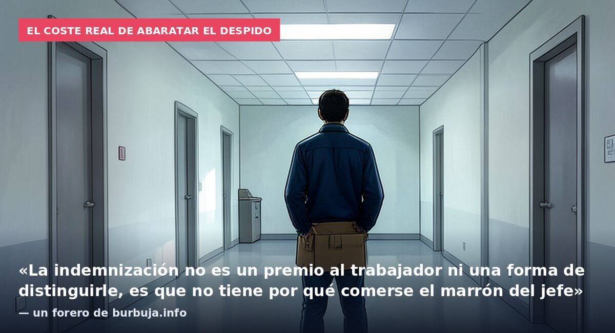 El coste real de abaratar el despido: «La indemnización no es un premio al trabajador ni una forma de distinguirle, es que no tiene por qué comerse el marrón del jefe» — un forero de burbuja.info