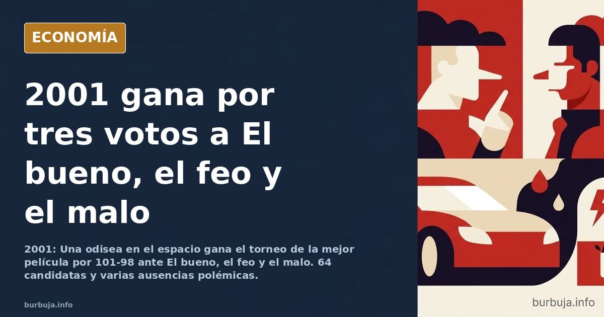 Ilustración editorial de un trofeo dorado sobre fondo azul marino con siluetas de fotogramas de cine y una lista de películas