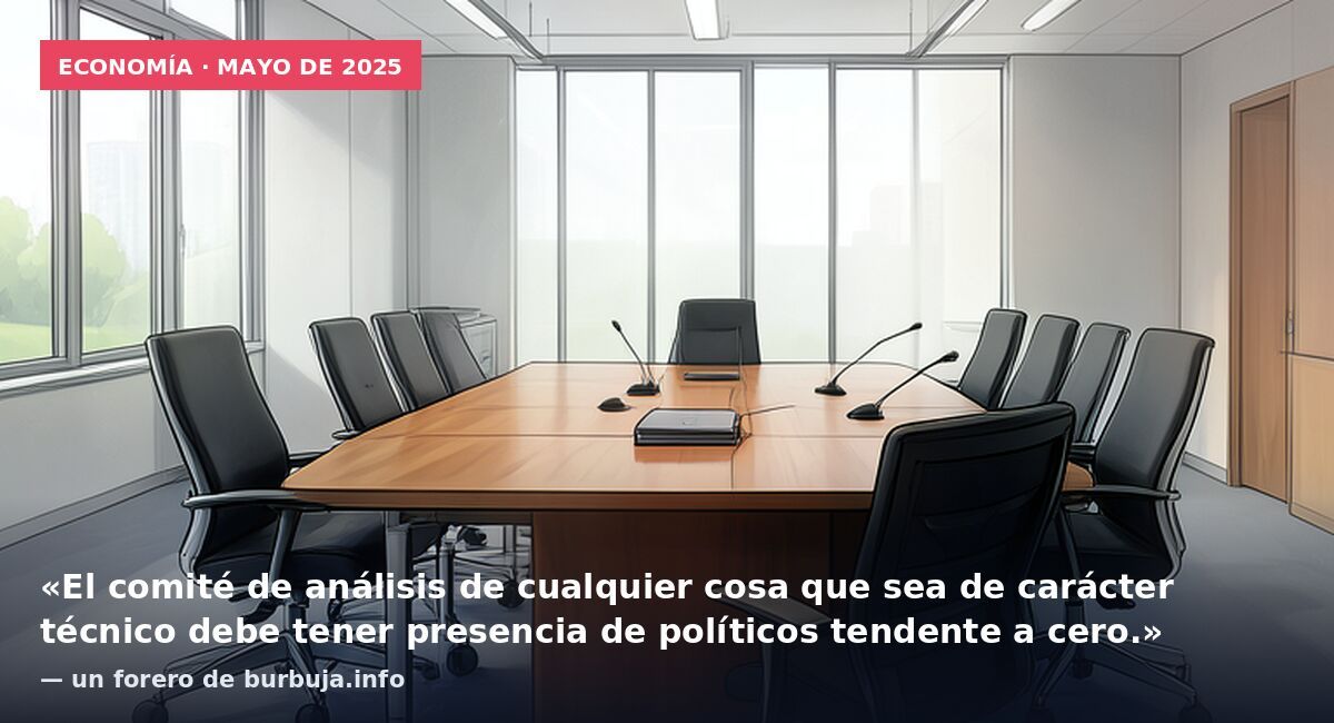 Economía · mayo de 2025: «El comité de análisis de cualquier cosa que sea de carácter técnico debe tener presencia de políticos tendente a cero.» — un forero de burbuja.info