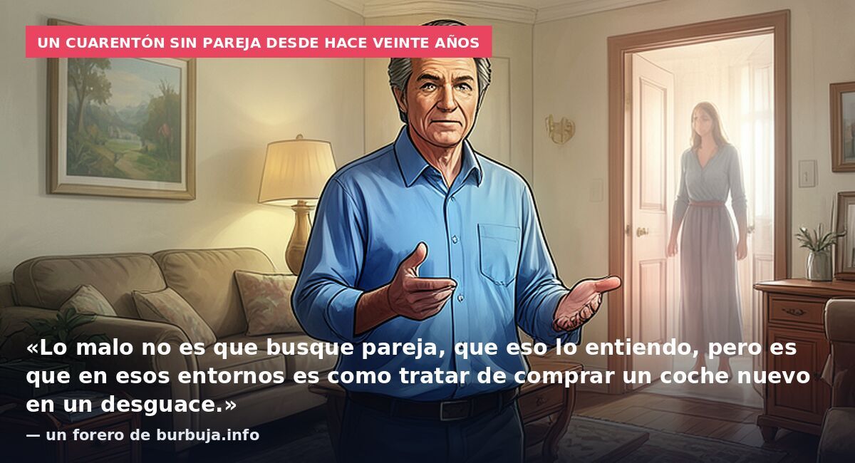 Un cuarentón sin pareja desde hace veinte años: «Lo malo no es que busque pareja, que eso lo entiendo, pero es que en esos entornos es como tratar de comprar un coche nuevo en un desguace.» — un forero de burbuja.info