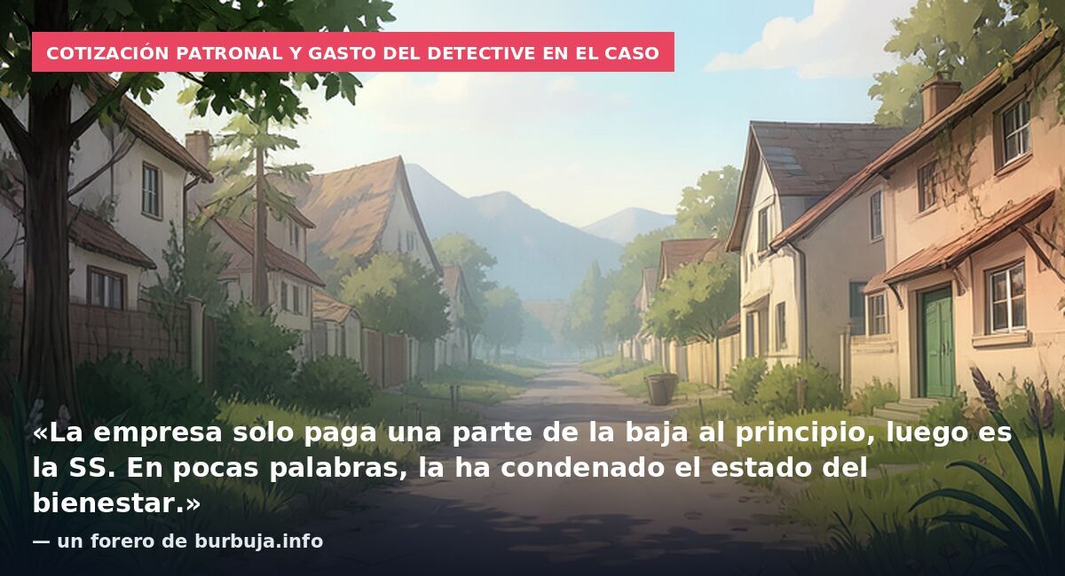 Cotización patronal y gasto del detective en el caso: «La empresa solo paga una parte de la baja al principio, luego es la SS. En pocas palabras, la ha condenado el estado del bienestar.» — un forero de burbuja.info