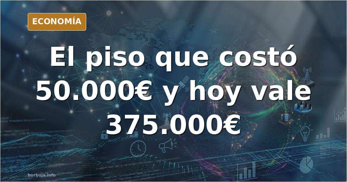 Gráfico editorial con la evolución del precio de la vivienda en España: de 50.000 euros hace tres décadas a 375.000 euros en 
