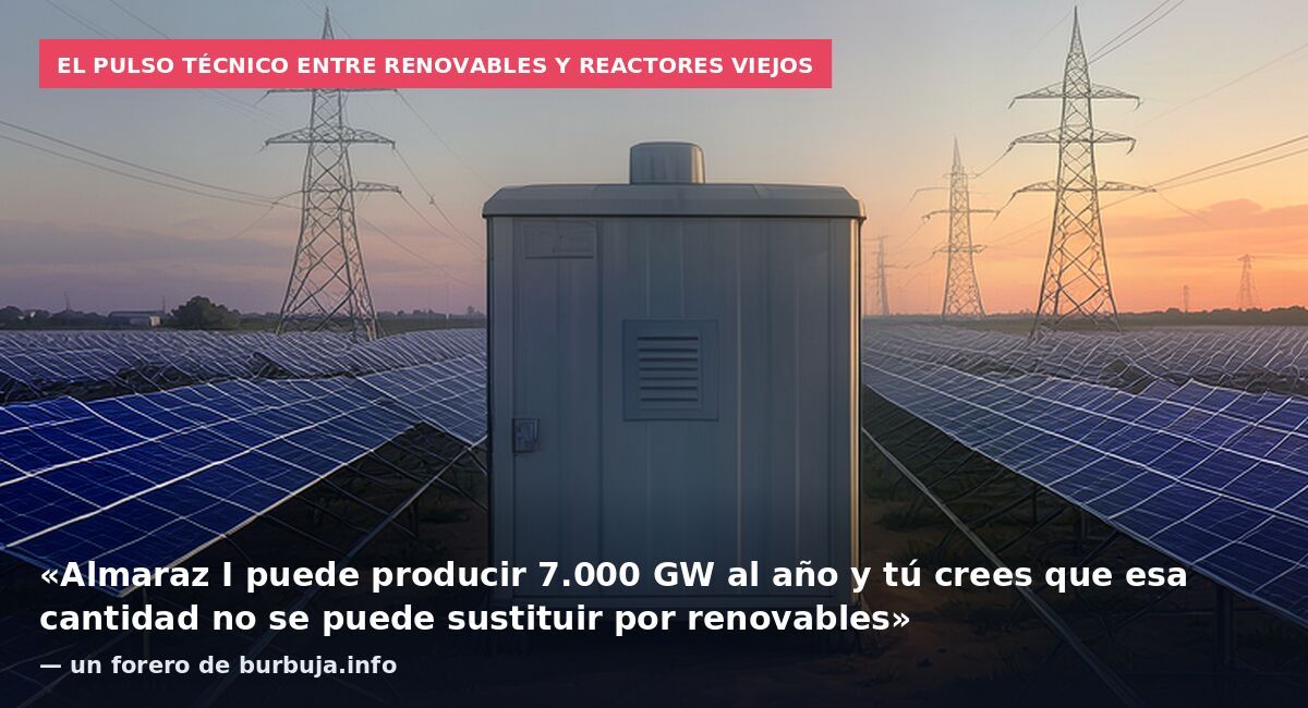 El pulso técnico entre renovables y reactores viejos: «Almaraz I puede producir 7.000 GW al año y tú crees que esa cantidad no se puede sustituir por renovables» — un forero de burbuja.info