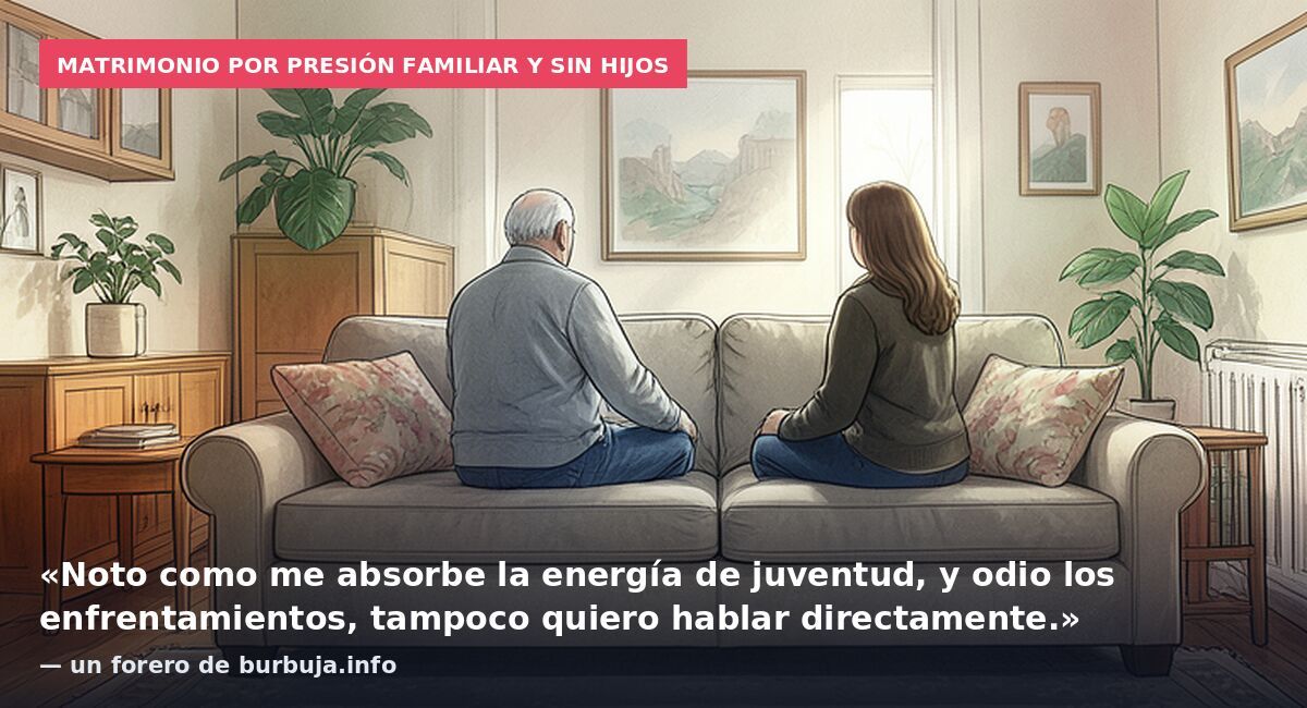 Matrimonio por presión familiar y sin hijos: «Noto como me absorbe la energía de juventud, y odio los enfrentamientos, tampoco quiero hablar directamente.» — un forero de burbuja.info