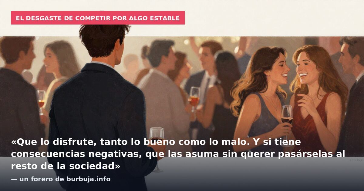 El desgaste de competir por algo estable: «Que lo disfrute, tanto lo bueno como lo malo. Y si tiene consecuencias negativas, que las asuma sin querer pasárselas al resto de la sociedad» — un forero de burbuja.info