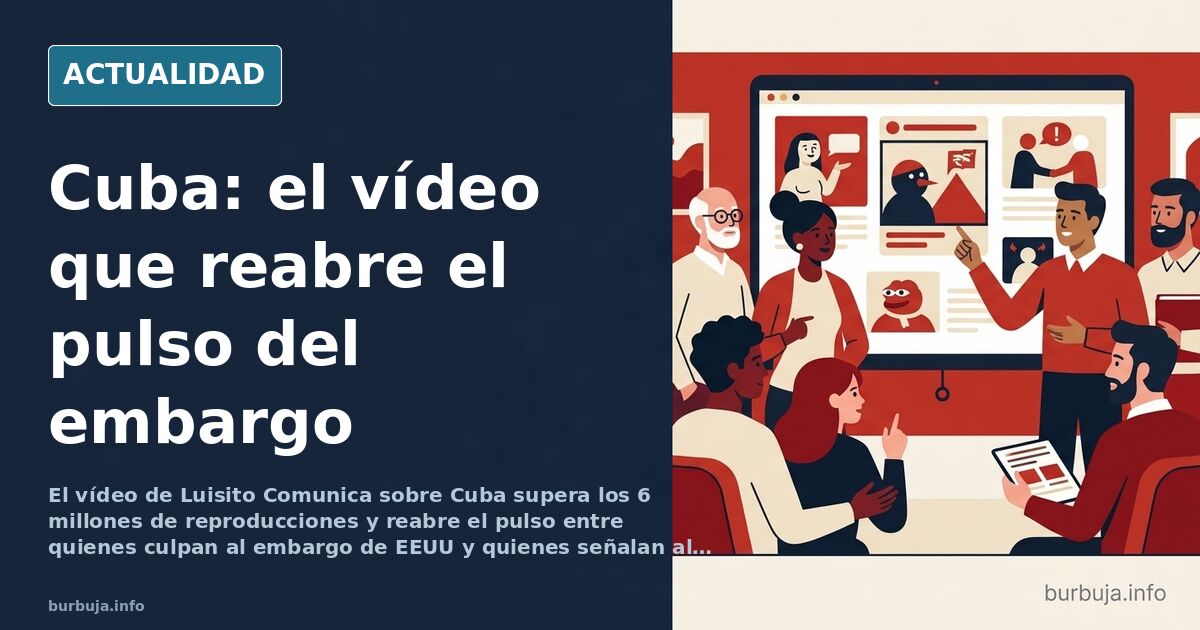 Escena editorial de una calle cubana con edificios deteriorados y vecinos en la puerta, ilustrando el vídeo de Luisito Comuni