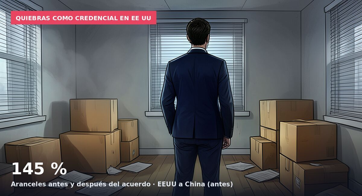 Quiebras como credencial en EE UU: 145 % Aranceles antes y después del acuerdo · EEUU a China (antes)