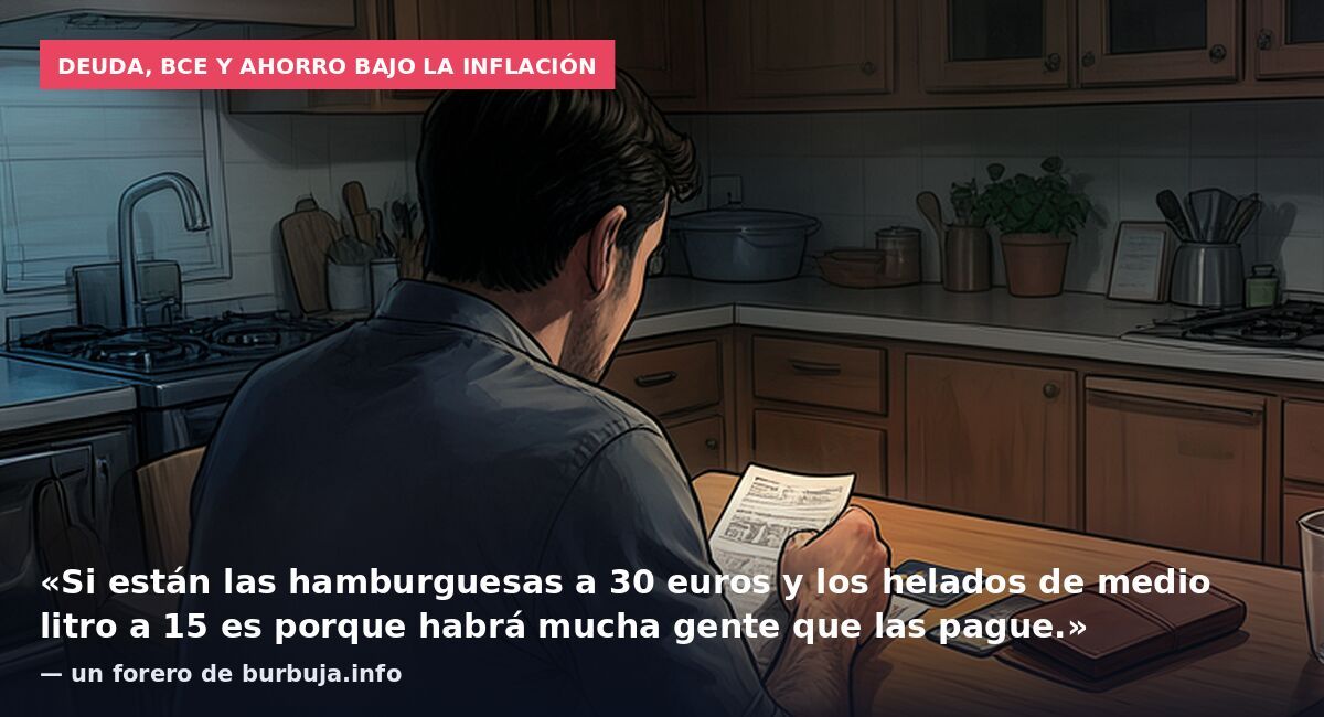 Deuda, BCE y ahorro bajo la inflación: «Si están las hamburguesas a 30 euros y los helados de medio litro a 15 es porque habrá mucha gente que las pague.» — un forero de burbuja.info