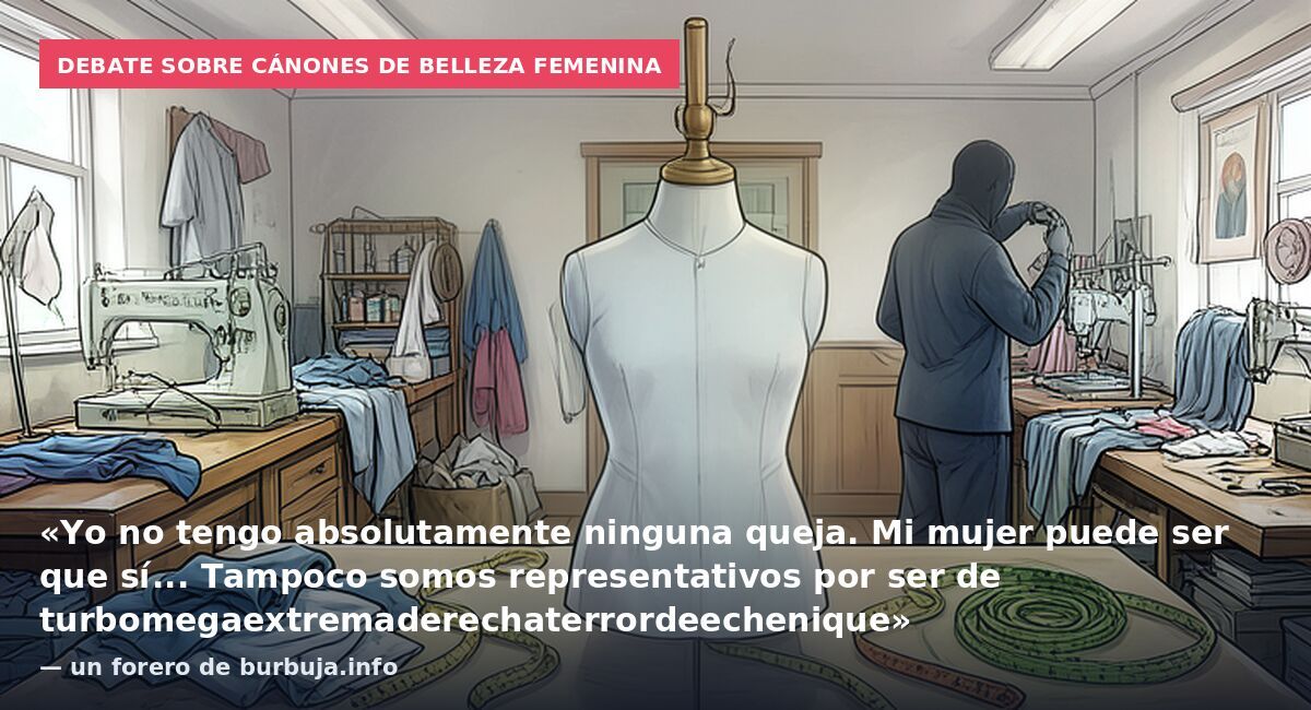 Debate sobre cánones de belleza femenina: «Yo no tengo absolutamente ninguna queja. Mi mujer puede ser que sí... Tampoco somos representativos por ser de turbomegaextremaderechaterrordeechenique» — un forero de burbuja.info