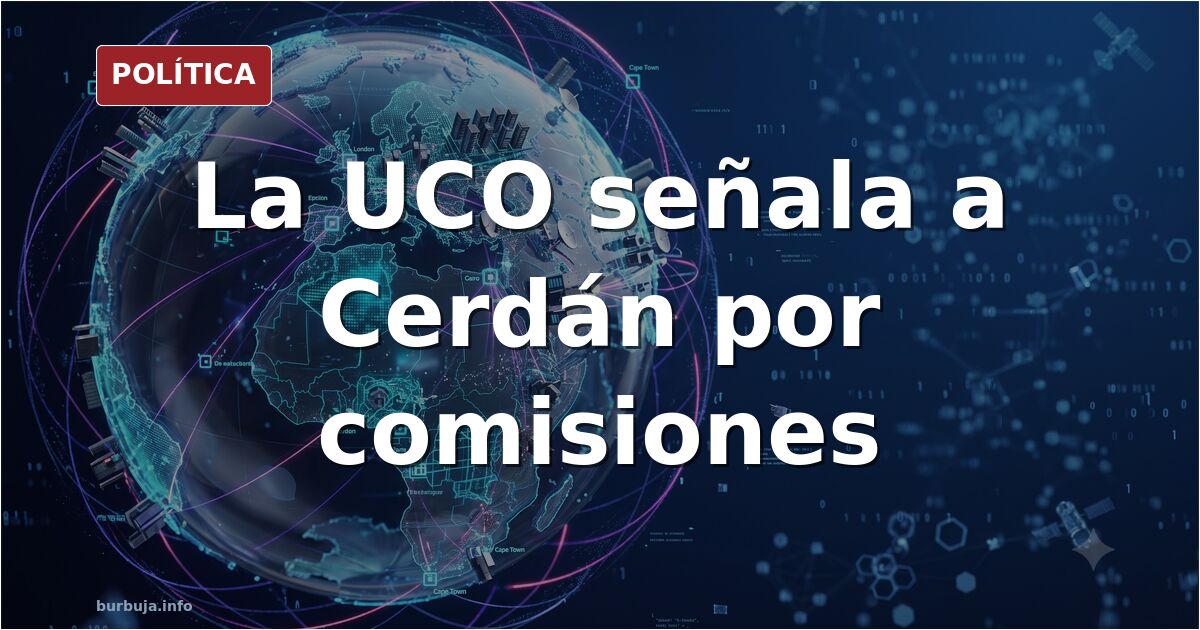 Ilustración editorial de Santos Cerdán ante el Tribunal Supremo con informes de la UCO y coches de lujo en segundo plano