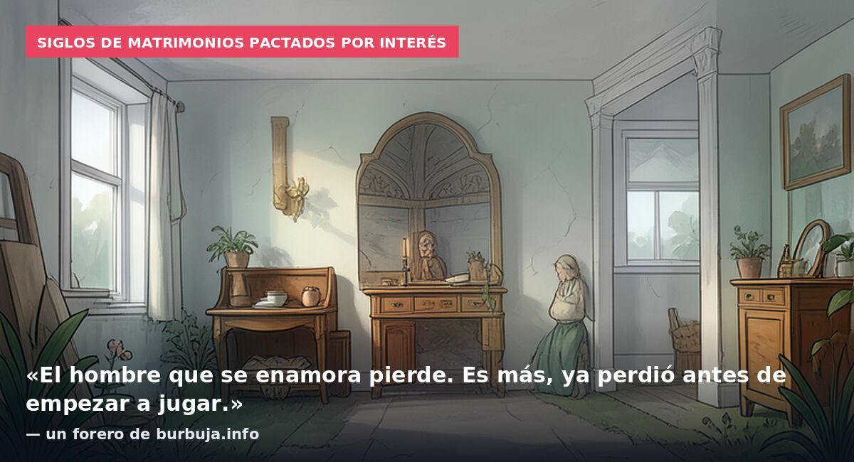 Siglos de matrimonios pactados por interés: «El hombre que se enamora pierde. Es más, ya perdió antes de empezar a jugar.» — un forero de burbuja.info