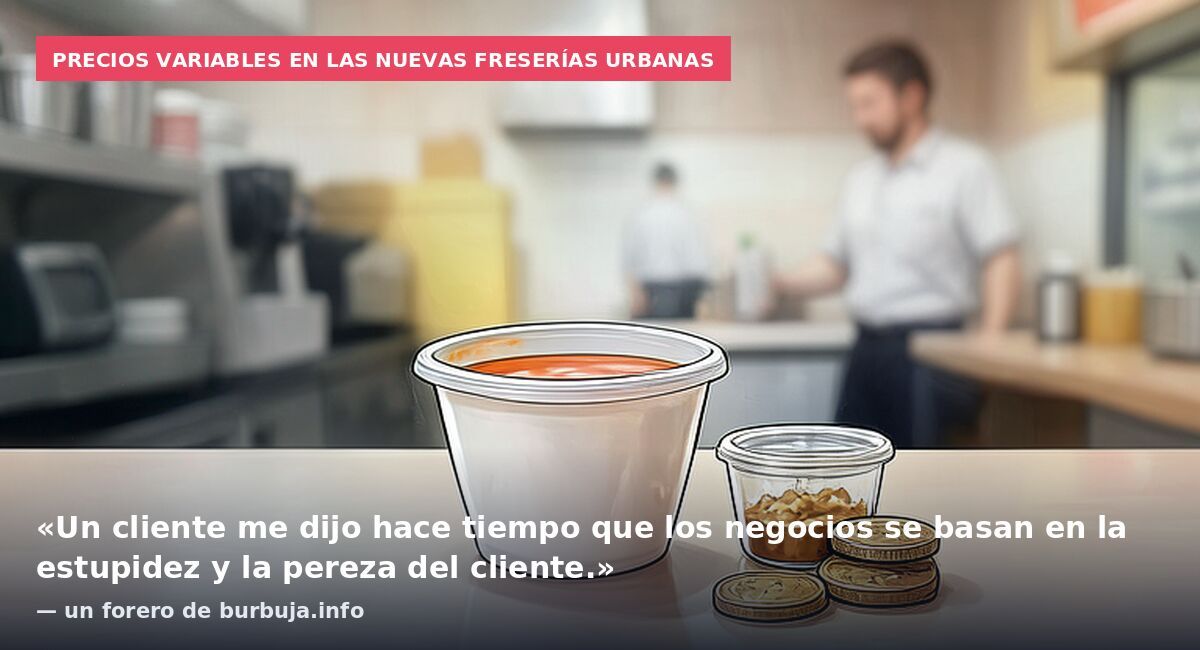 Precios variables en las nuevas freserías urbanas: «Un cliente me dijo hace tiempo que los negocios se basan en la estupidez y la pereza del cliente.» — un forero de burbuja.info