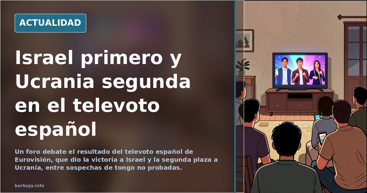 Pantalla de televisión mostrando el marcador del televoto de Eurovisión con Israel en primera posición y Ucrania en segunda