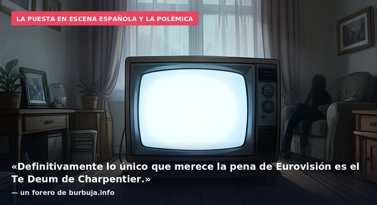 La puesta en escena española y la polémica: «Definitivamente lo único que merece la pena de Eurovisión es el Te Deum de Charpentier.» — un forero de burbuja.info