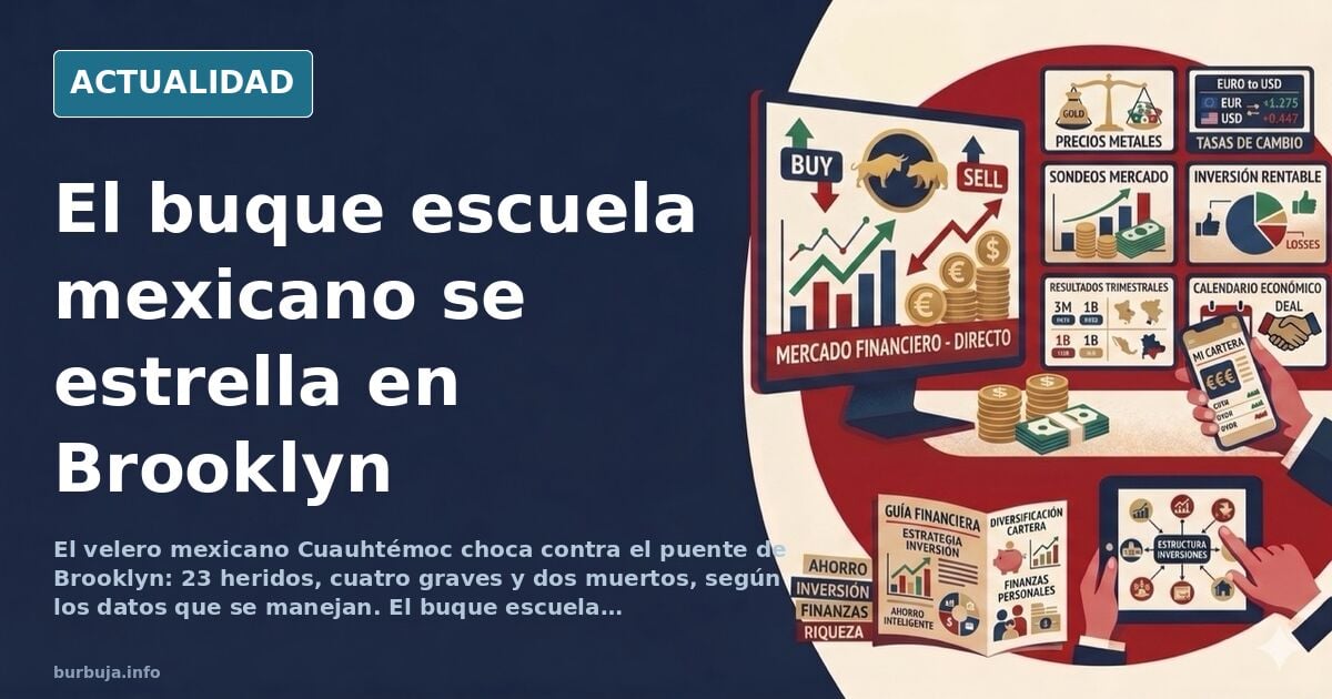 Velero mexicano Cuauhtémoc con los mástiles impactando contra el puente de Brooklyn en Nueva York