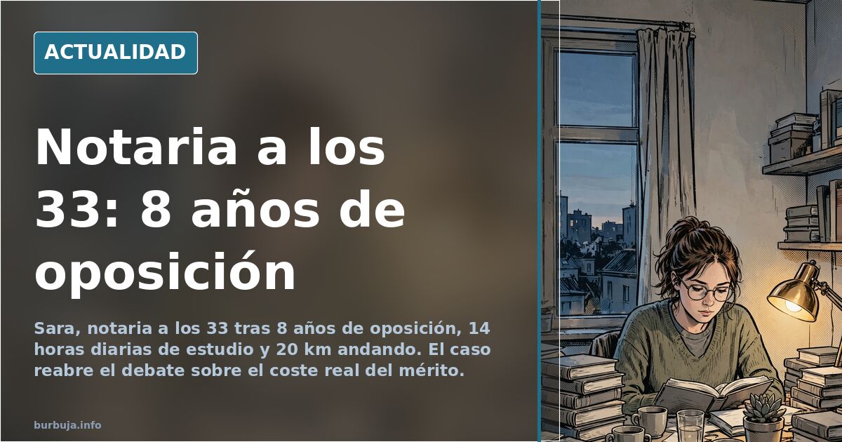 Retrato editorial de una joven notaria española de 33 años tras años de oposición