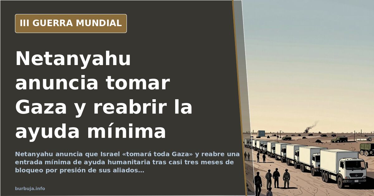 Mapa de Gaza con siluetas de vehículos militares y columnas de humo en el horizonte bajo una paleta desaturada