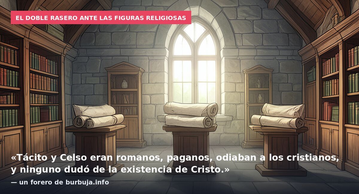 El doble rasero ante las figuras religiosas: «Tácito y Celso eran romanos, paganos, odiaban a los cristianos, y ninguno dudó de la existencia de Cristo.» — un forero de burbuja.info