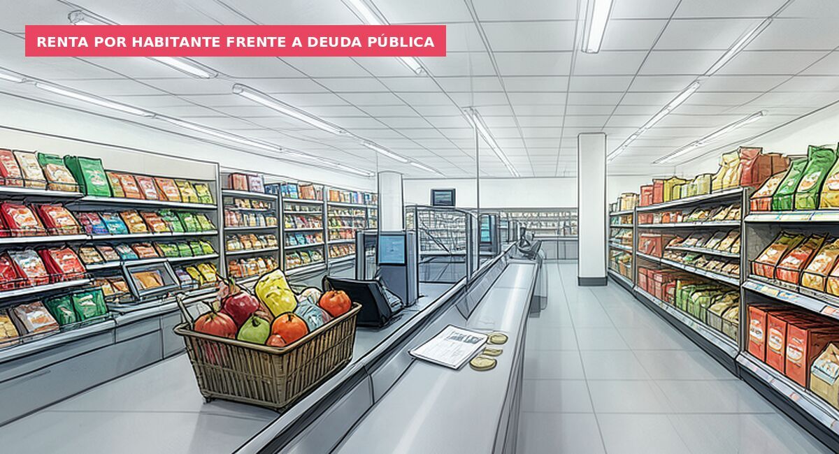 Renta por habitante frente a deuda pública