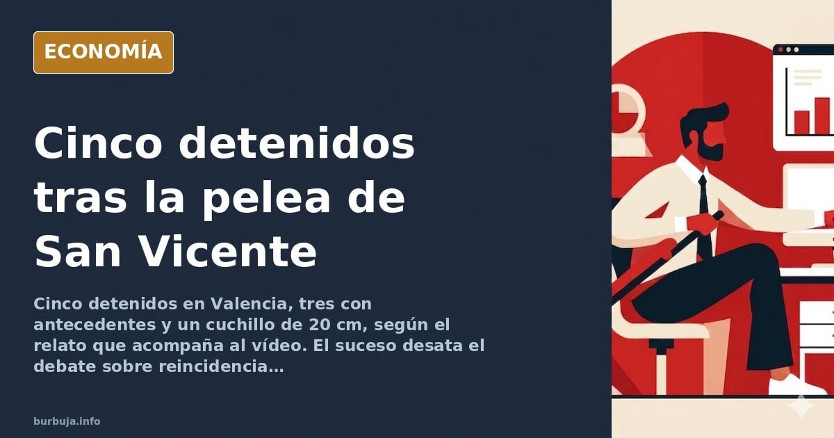 Agentes de policía reduciendo a una persona en una calle concurrida de Valencia durante una intervención diurna