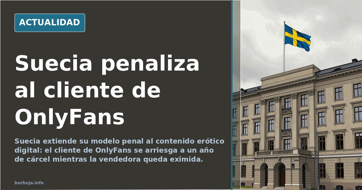 Edificio del parlamento sueco con bandera nacional, símbolo de la ley que penaliza al cliente de contenido erótico digital