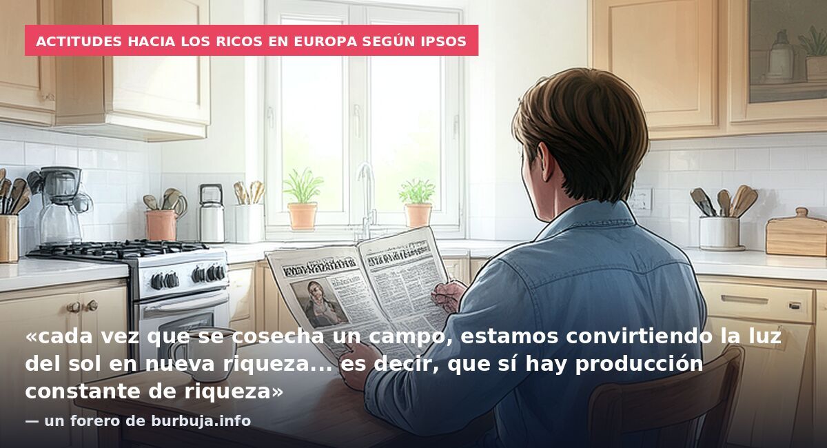 Actitudes hacia los ricos en Europa según Ipsos: «cada vez que se cosecha un campo, estamos convirtiendo la luz del sol en nueva riqueza... es decir, que sí hay producción constante de riqueza» — un forero de burbuja.info