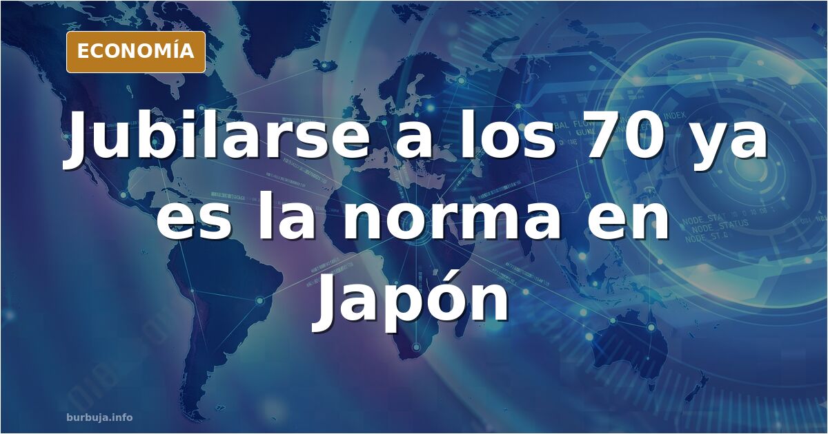 Ilustración editorial de un trabajador mayor japonés en su puesto de trabajo, símbolo del envejecimiento laboral