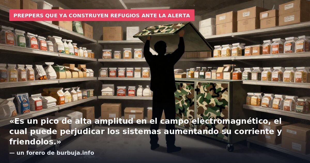 Preppers que ya construyen refugios ante la alerta: «Es un pico de alta amplitud en el campo electromagnético, el cual puede perjudicar los sistemas aumentando su corriente y friendolos.» — un forero de burbuja.info