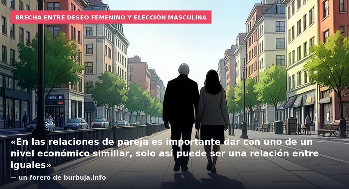 Brecha entre deseo femenino y elección masculina: «En las relaciones de pareja es importante dar con uno de un nivel económico similiar, solo así puede ser una relación entre iguales» — un forero de burbuja.info
