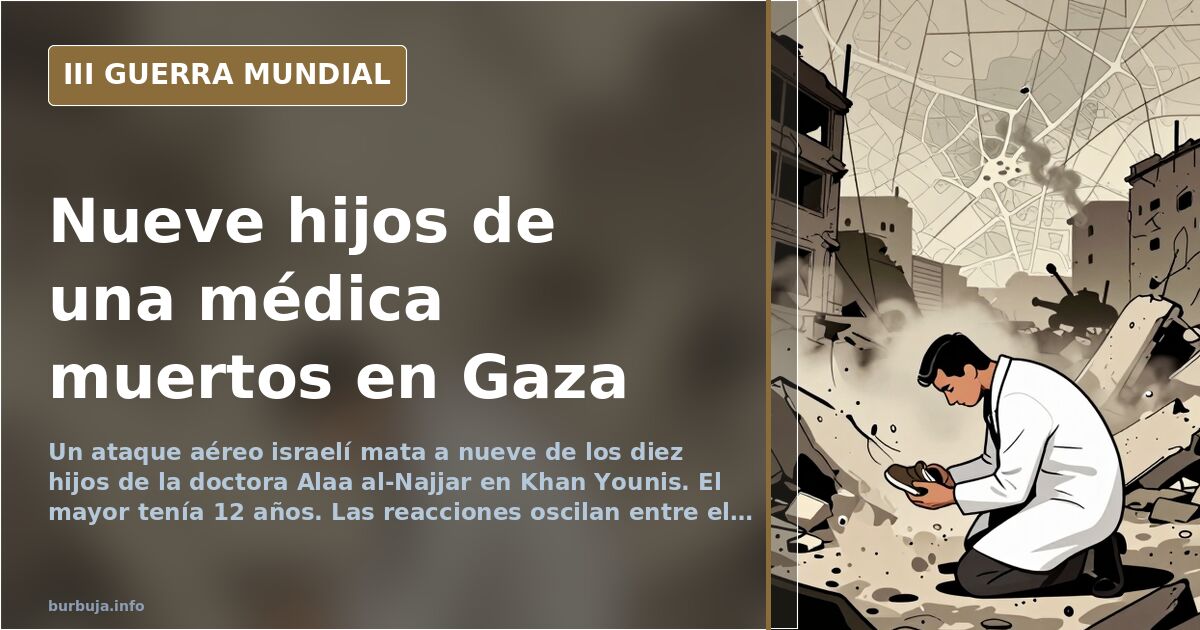 Ilustración documental de un ataque aéreo en Gaza con siluetas de edificios destruidos y humo en el horizonte