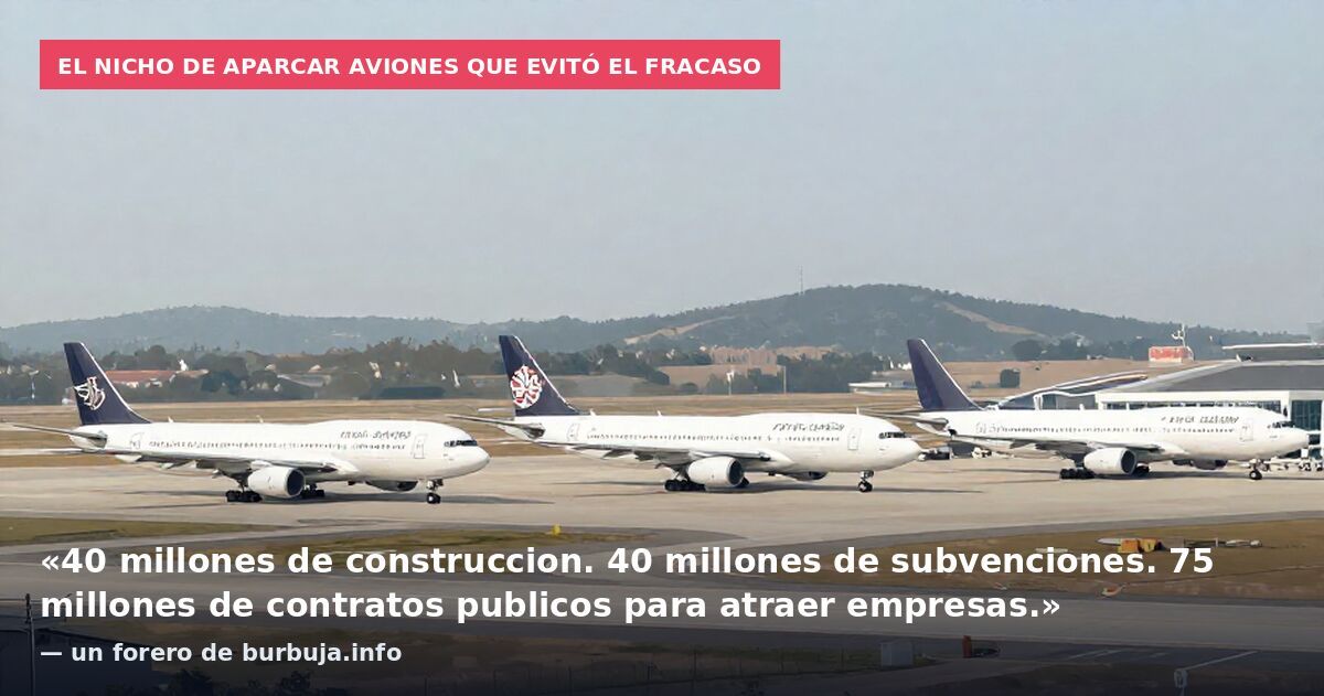 El nicho de aparcar aviones que evitó el fracaso: «40 millones de construccion. 40 millones de subvenciones. 75 millones de contratos publicos para atraer empresas.» — un forero de burbuja.info