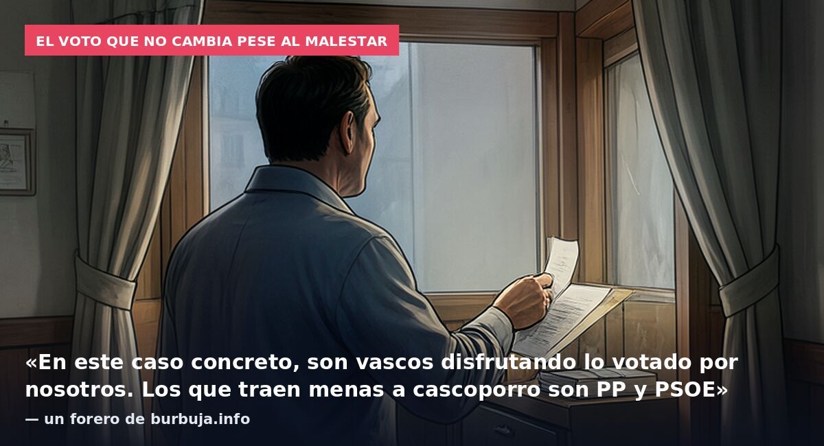 El voto que no cambia pese al malestar: «En este caso concreto, son vascos disfrutando lo votado por nosotros. Los que traen menas a cascoporro son PP y PSOE» — un forero de burbuja.info