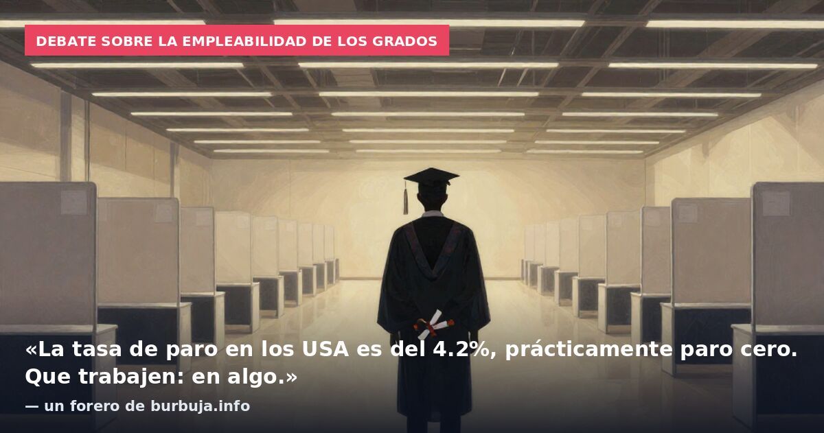 Debate sobre la empleabilidad de los grados: «La tasa de paro en los USA es del 4.2%, prácticamente paro cero. Que trabajen: en algo.» — un forero de burbuja.info