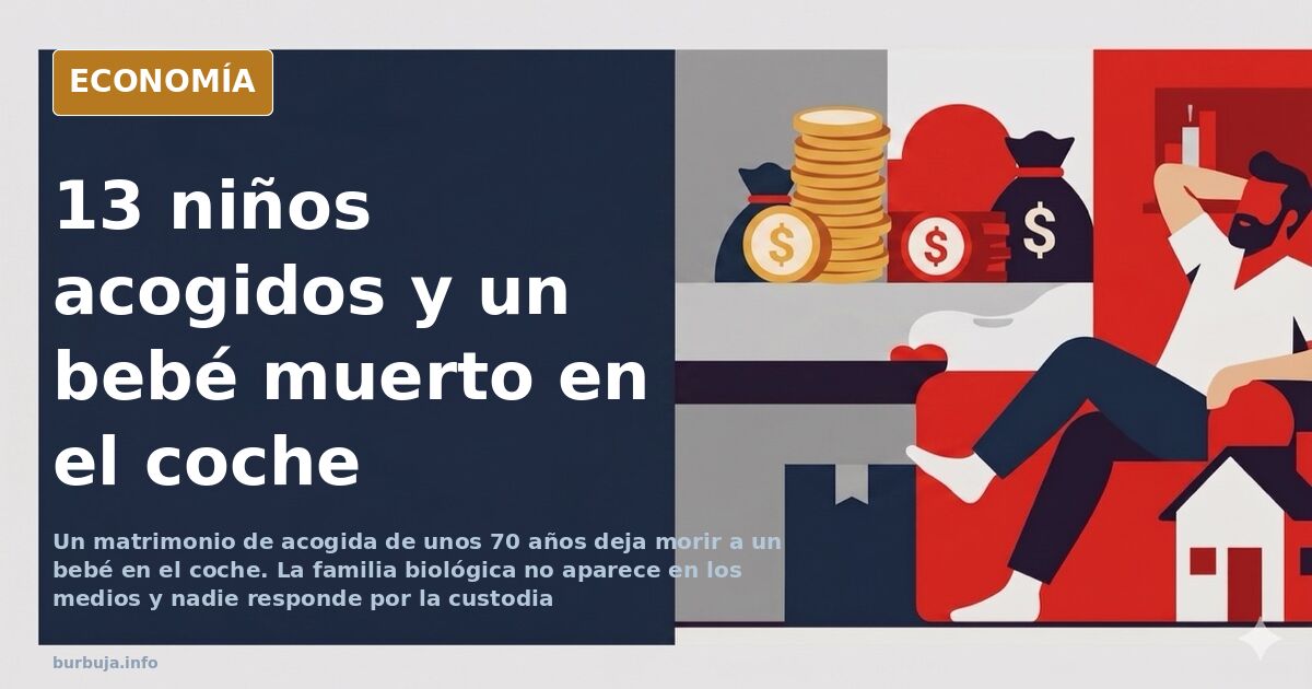 Ilustración editorial de un coche aparcado al sol con una silla de bebé vacía y un expediente de acogida sobre el asiento