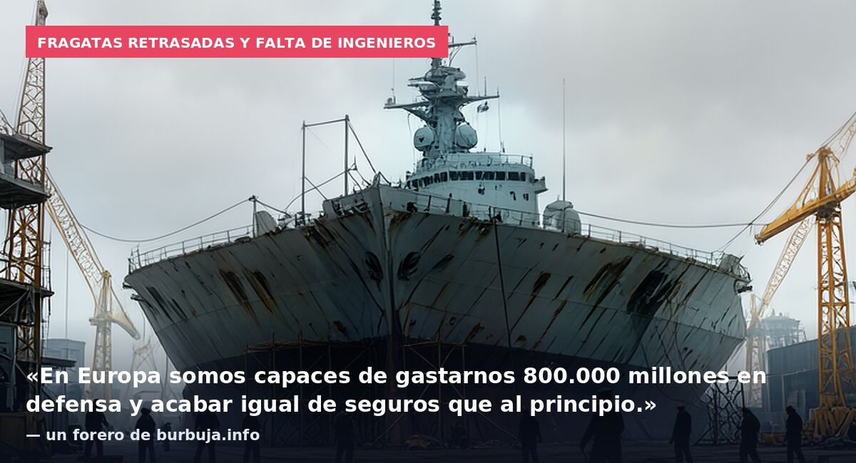 Fragatas retrasadas y falta de ingenieros: «En Europa somos capaces de gastarnos 800.000 millones en defensa y acabar igual de seguros que al principio.» — un forero de burbuja.info