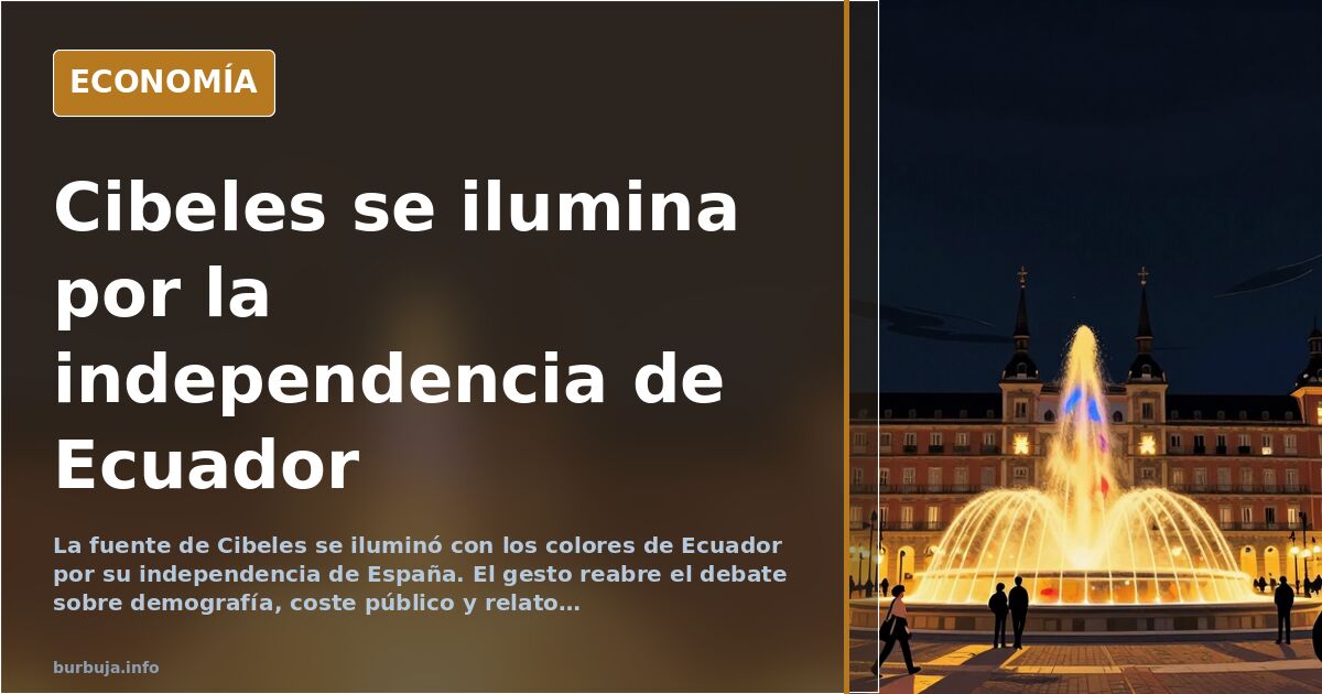 Cibeles se ilumina por la independencia de Ecuador