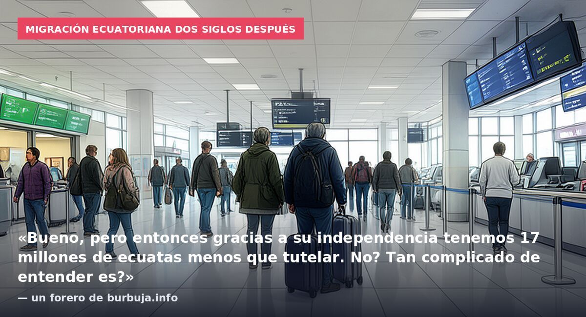 Migración ecuatoriana dos siglos después: «Bueno, pero entonces gracias a su independencia tenemos 17 millones de ecuatas menos que tutelar. No? Tan complicado de entender es?» — un forero de burbuja.info