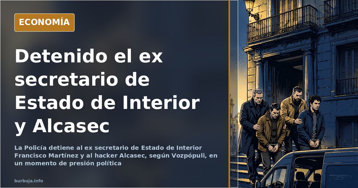 Ilustración editorial de un edificio institucional con siluetas de figuras políticas y cables de datos entrelazados bajo un c