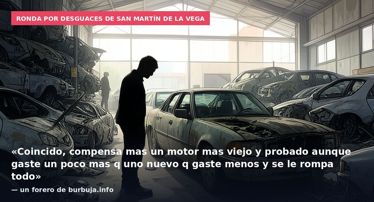 Ronda por desguaces de San Martín de la Vega: «Coincido, compensa mas un motor mas viejo y probado aunque gaste un poco mas q uno nuevo q gaste menos y se le rompa todo» — un forero de burbuja.info