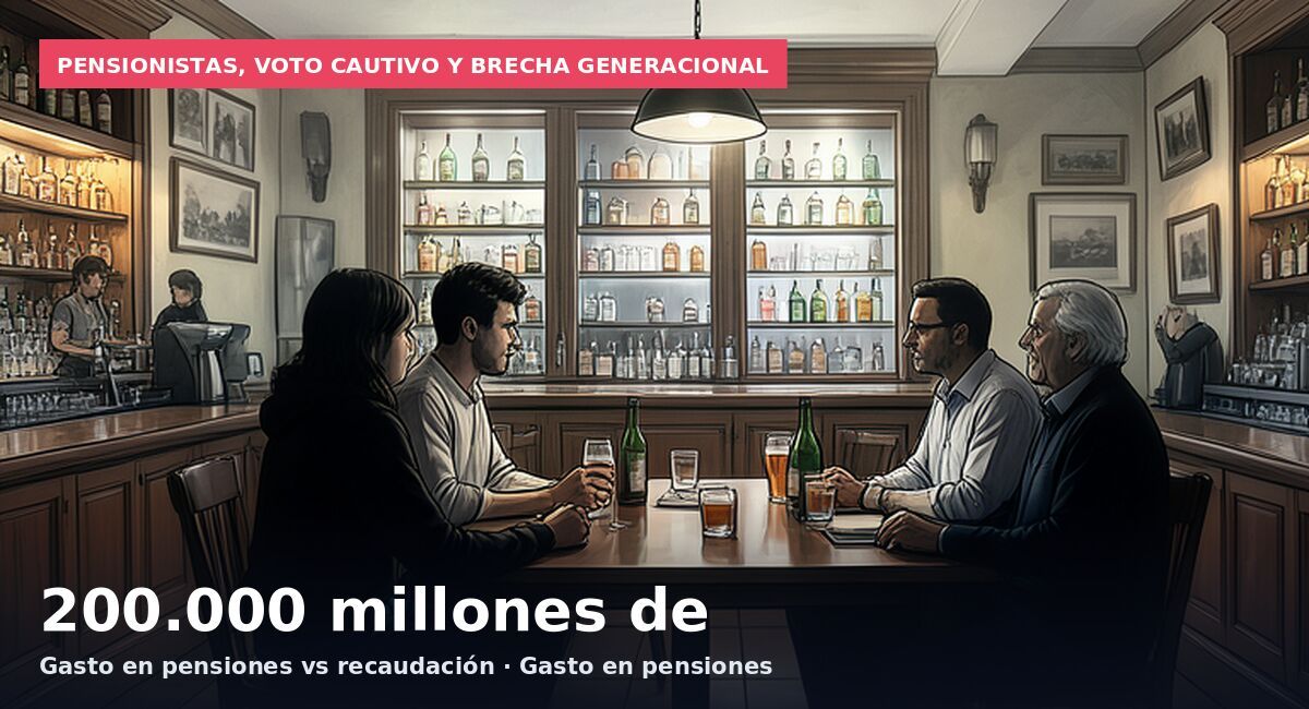 Pensionistas, voto cautivo y brecha generacional: 200.000 millones de  Gasto en pensiones vs recaudación · Gasto en pensiones