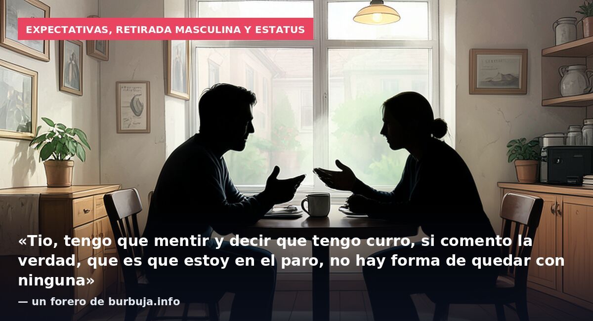 Expectativas, retirada masculina y estatus: «Tio, tengo que mentir y decir que tengo curro, si comento la verdad, que es que estoy en el paro, no hay forma de quedar con ninguna» — un forero de burbuja.info