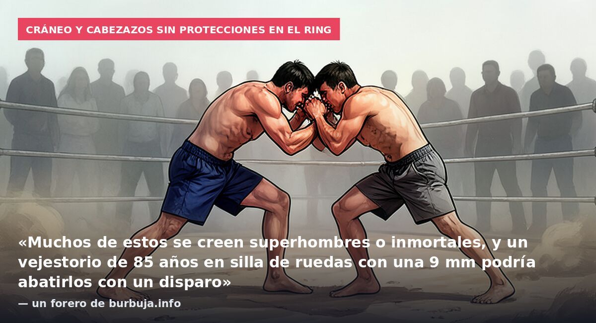 Cráneo y cabezazos sin protecciones en el ring: «Muchos de estos se creen superhombres o inmortales, y un vejestorio de 85 años en silla de ruedas con una 9 mm podría abatirlos con un disparo» — un forero de burbuja.info