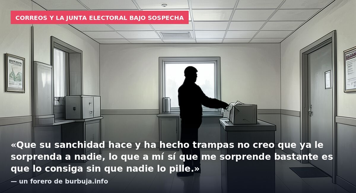 Correos y la Junta Electoral bajo sospecha: «Que su sanchidad hace y ha hecho trampas no creo que ya le sorprenda a nadie, lo que a mí sí que me sorprende bastante es que lo consiga sin que nadie lo pille.» — un forero de burbuja.info
