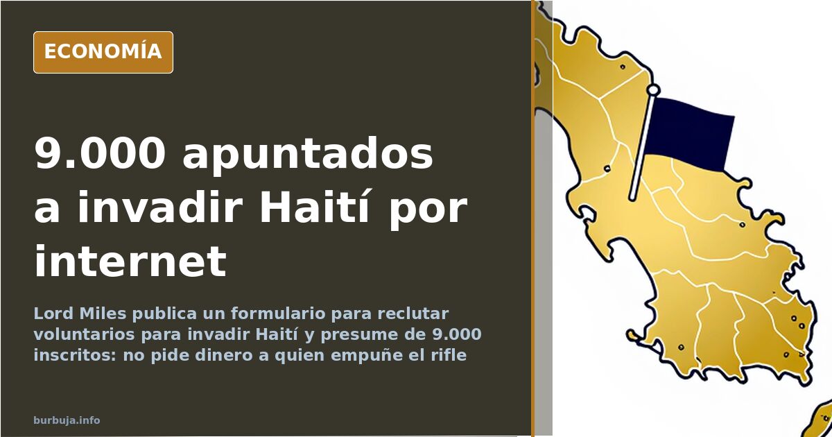 Ilustración editorial de un formulario de reclutamiento para la invasión de Haití sobre un mapa de la isla