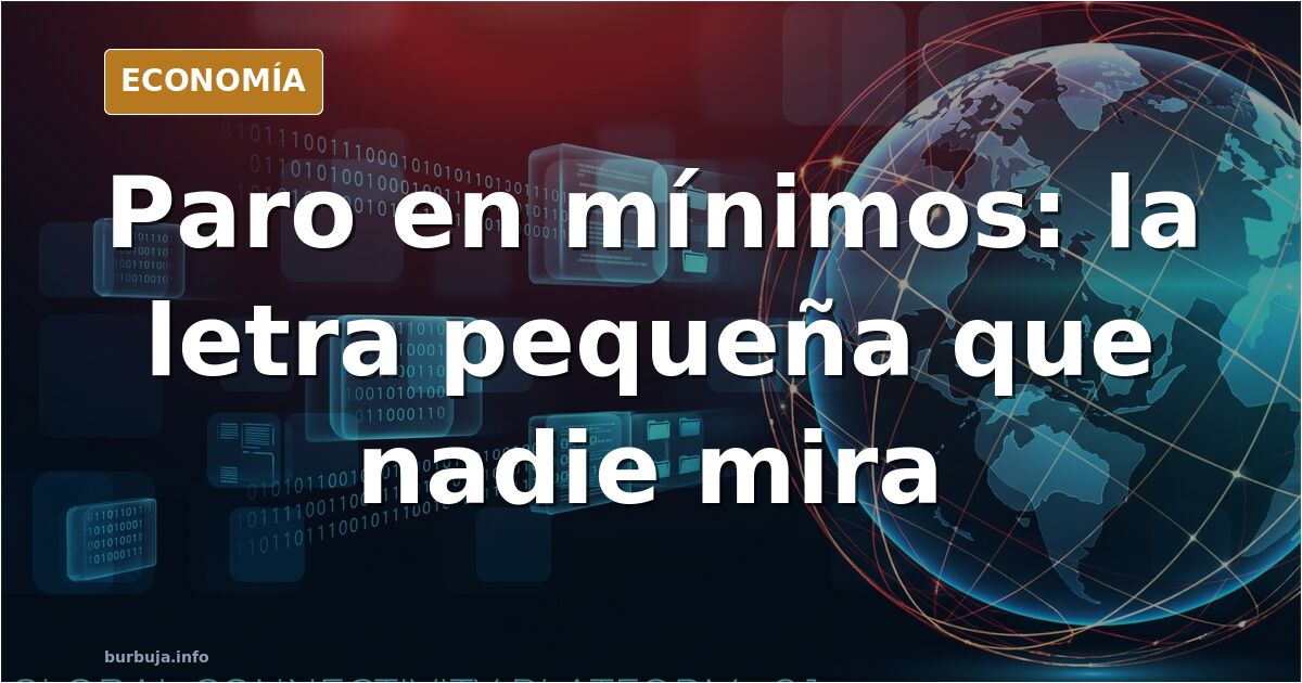 Gráfico editorial en azul marino y dorado con una línea de paro descendente sobre siluetas de trabajadores