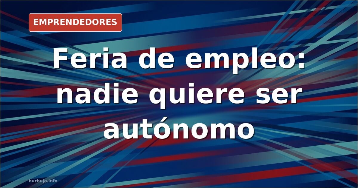 Stand de feria de empleo con ofertas para comerciales autónomos de maquinaria industrial sin candidatos cualificados