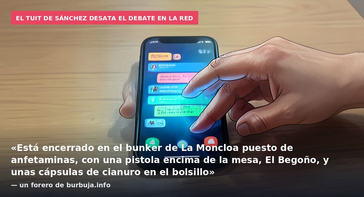 El tuit de Sánchez desata el debate en la red: «Está encerrado en el bunker de La Moncloa puesto de anfetaminas, con una pistola encima de la mesa, El Begoño, y unas cápsulas de cianuro en el bolsillo» — un forero de burbuja.info