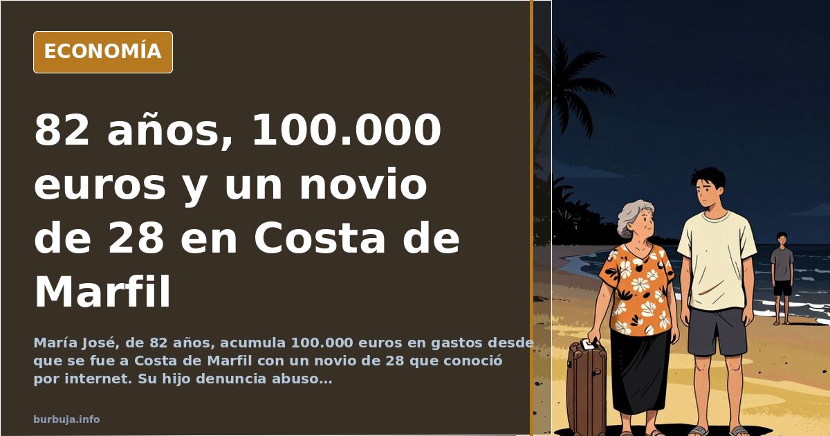 Ilustración editorial de una mujer mayor con una tableta frente a un mapa de África y billetes de euro