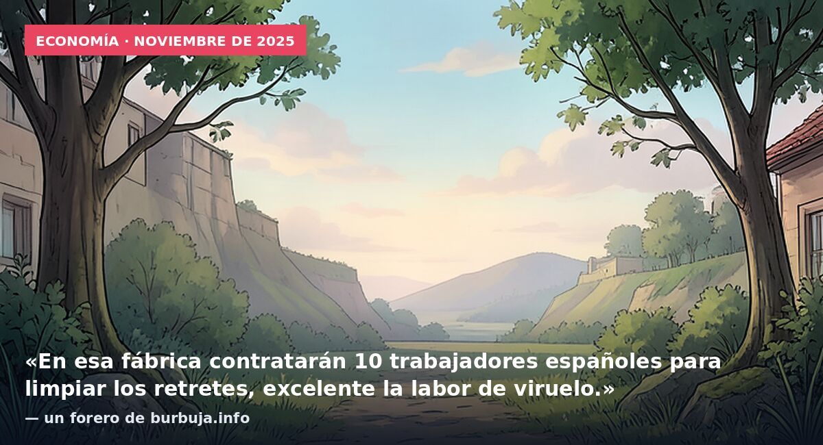 Economía · noviembre de 2025: «En esa fábrica contratarán 10 trabajadores españoles para limpiar los retretes, excelente la labor de viruelo.» — un forero de burbuja.info