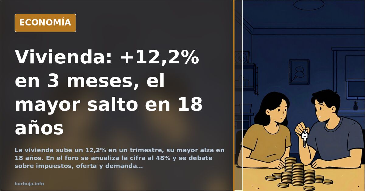 La vivienda sube un 12,2% en un trimestre, su mayor alza en 18 años